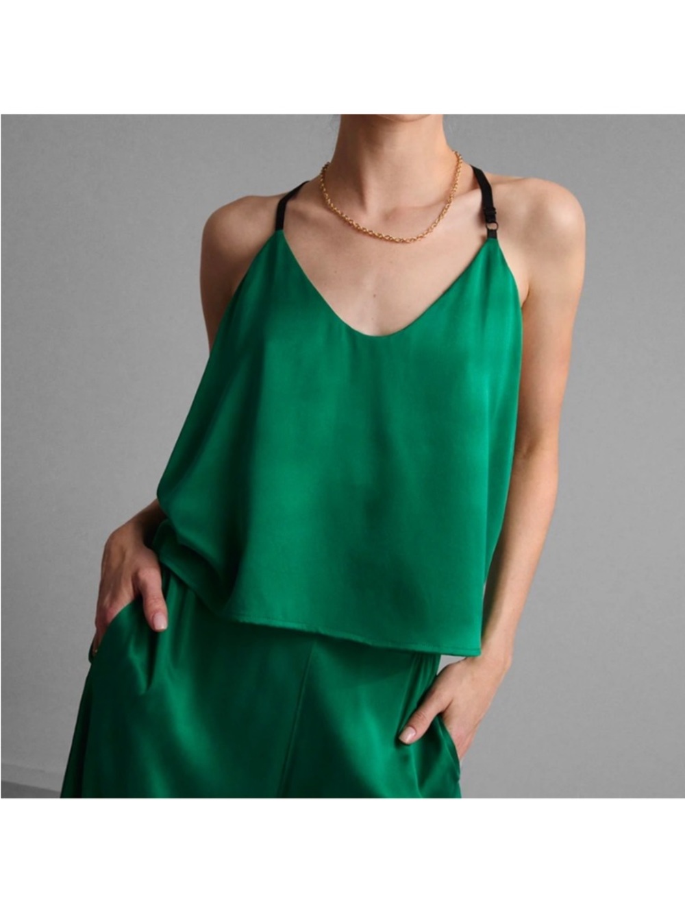 LUNYA Washable Silk Cami Pant Set in Estuarine Green Sizes M - Picture 6 of 6